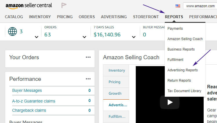 how to create an advertising report on amazon