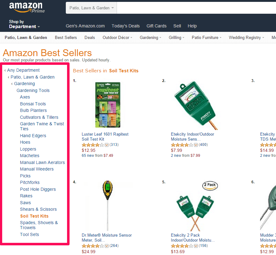 Amazon Best Sellers in Category and sub-category