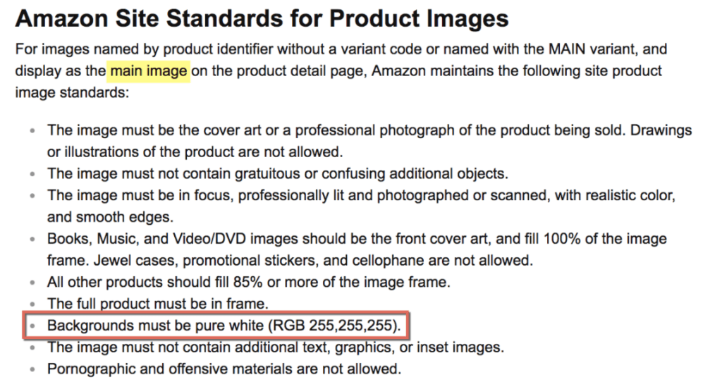 amazon photography requirements white background