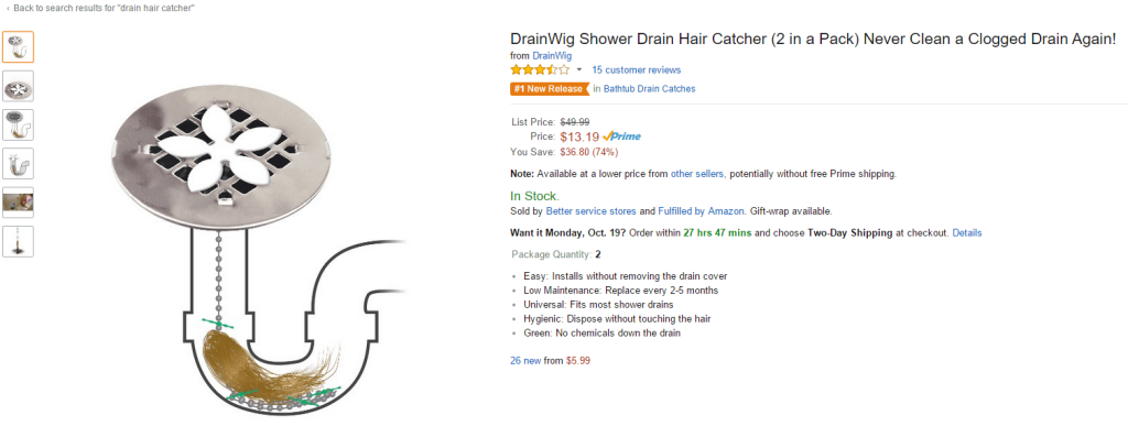 drain hair catcher listing