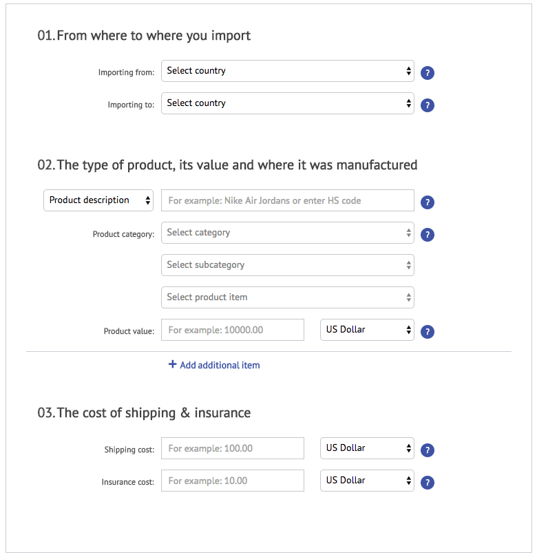 dutycalculator.com example