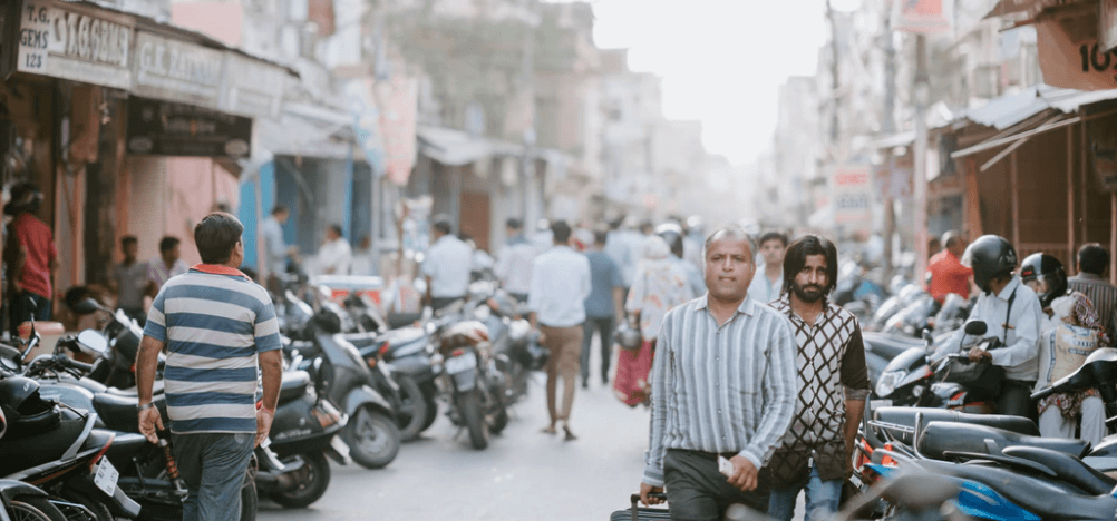 Men walking down Jaipur street