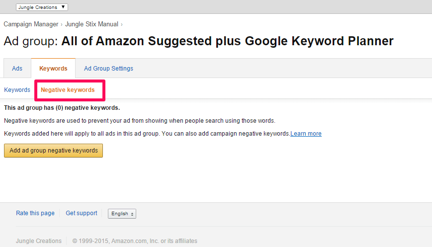 negative keywords for amazon ppc campaigns