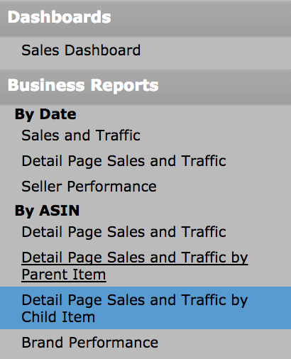 Business Reports seller central