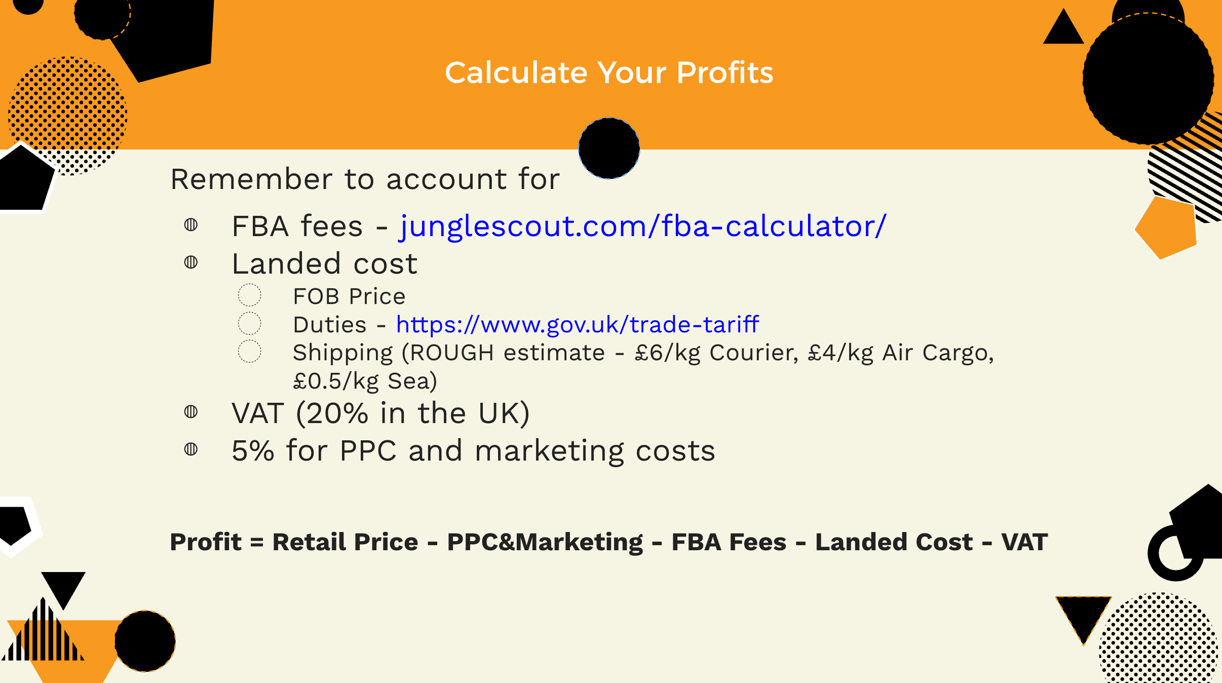 Calculate your amazon fba profits