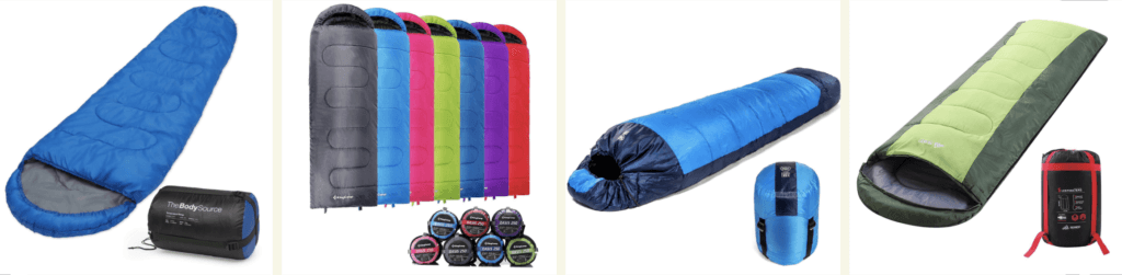Sleeping bag product photography examples