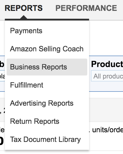 Business reports in seller central