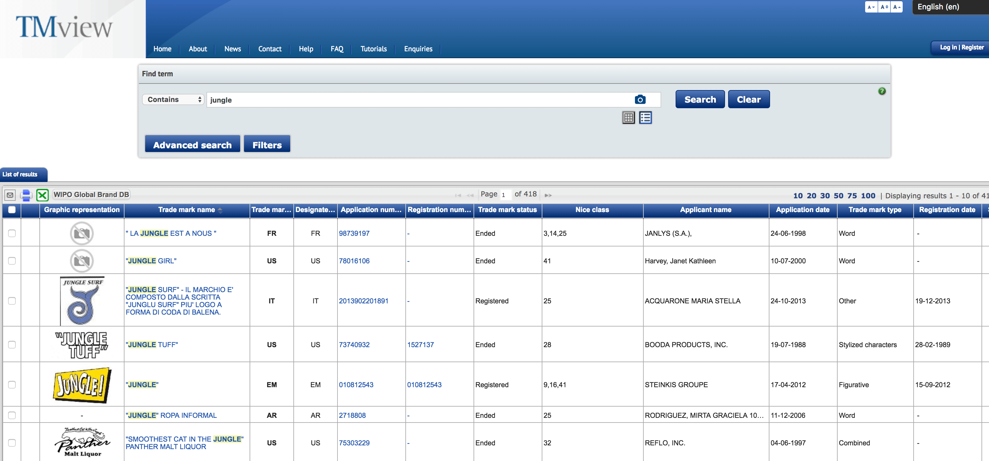 TMview trademark search engine