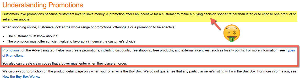 Understanding Promotions in Seller Central offer incentives