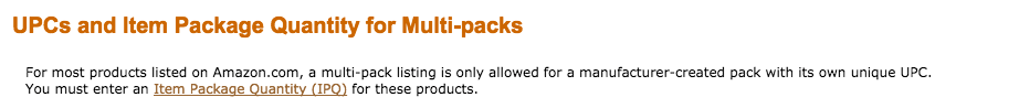 UPCs and Package quantity for multi-packs